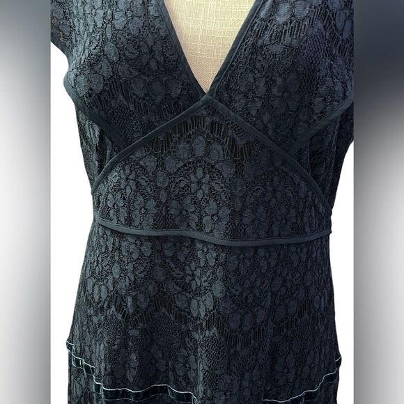 NWT Foxiedox Anthropologie Clarinda Lace Midi Dress Navy Blue Women's XL Tiered - Picture 8 of 12
